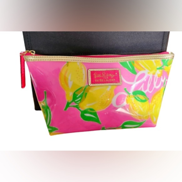 Lilly Pulitzer Handbags - NEW Lilly Pulitzer x Estée Lauder Pink Lemon Print Cosmetic Makeup Bag